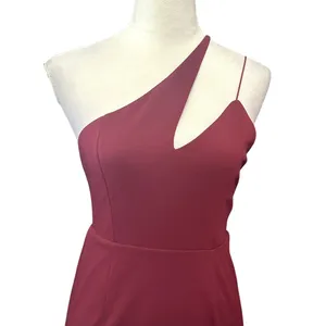 Lulus Burgundy One Shoulder Asymmetrical Mini Dress Side Slit S NWOT Cocktail thumbnail 4