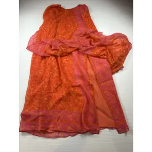 Finity Studio 100% silk Wrap dress vibrant pink‎ and orange floral Size 8 thumbnail 4