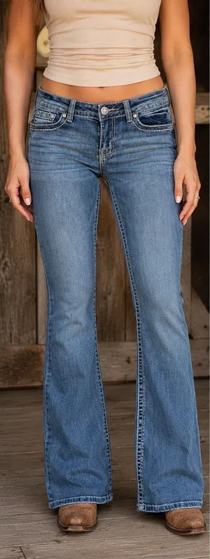 Telepatia Y2K McBling Bootcut Jeans 9/29 Rhinestone Embellished Pockets thumbnail 1