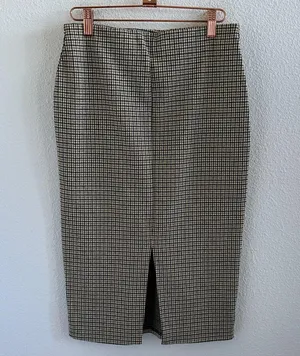 H&M Houndstooth Plaid Pencil Skirt Textured Small thumbnail 1