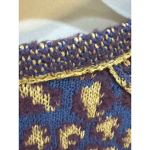 Free People‎ Womens Little Animal Pullover Blue Fig Combo Size Medium Oversized! thumbnail 8