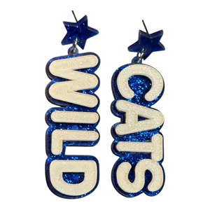 Kentucky Wildcats‎ Earrings Blue Glitter Star Dangle Drop Statement Jewelry New thumbnail 2