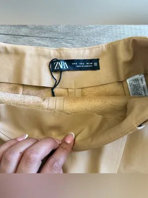 Zara camel faux leather skort thumbnail 2