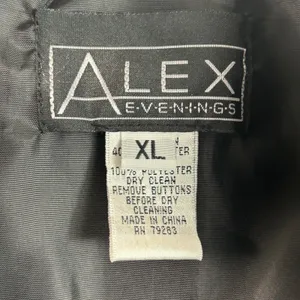 Alex Evenings Black Velvet Burnout Damask Floral Evening Jacket Blazer XL NWT thumbnail 4