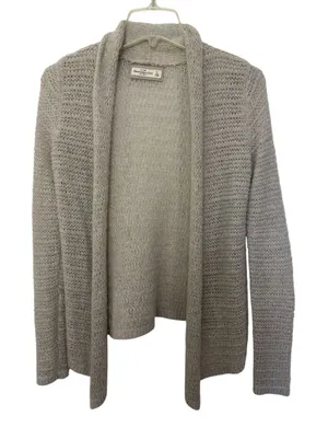 Abercrombie & Fitch Beige Wool Blend Open Front Knit Cardigan S Minimal Neutral thumbnail 1