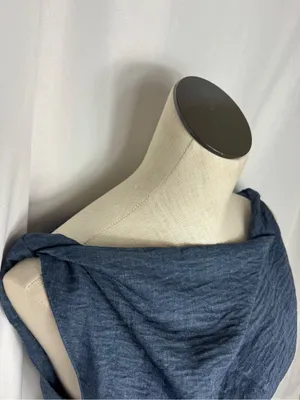 Women's Navy Blue Asymmetric Draped blouse with palazzo pant -2 piece set NWOT thumbnail 6