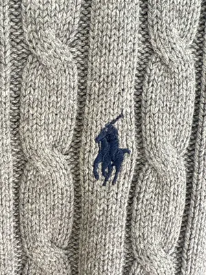 Ralph Lauren Light Gray Cable-Knit Crewneck Sweater Size S thumbnail 2