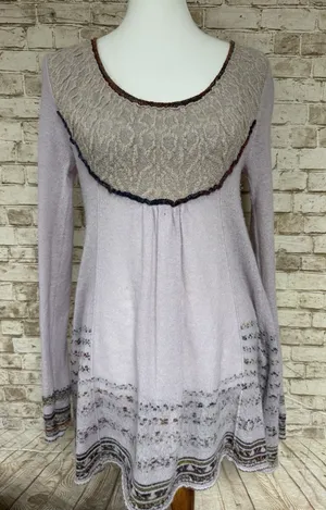 FREE PEOPLE M purple Babydoll Dress Cashmere‎ Blend Sweater Y2k thumbnail 1