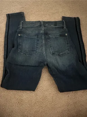 7 For All Mankind Dark Blue Skinny Jeans with Side Stripe thumbnail 2