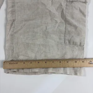 Eileen Fisher Pants Womens Large Beige Linen Cargo Wide Leg Pull On Cropped thumbnail 4