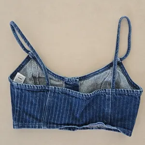 ASOS DESIGN Tailored Pinstripe Jeans Pants and Crop Top Set thumbnail 6