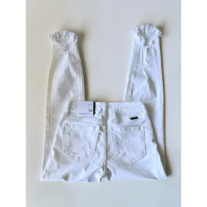 KanCan White High Rise Ankle Skinny Jeans Distressed Frayed Tulip Hem 1/24 NEW thumbnail 2