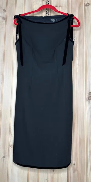 NWOT J. Crew Seamed Sheath Dress Velvet Bows Four Season Stretch LBD Party Sz 6 thumbnail 1