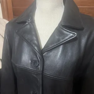 Vintage 90s Jones New York Leather Jacket womens sz L blazer quilted lining thumbnail 4