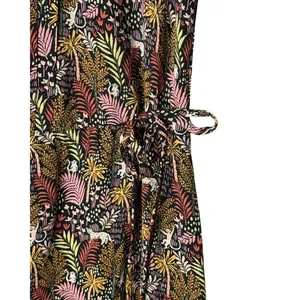 Loft Paradise Pintucked Side Tie Dress Women Medium Green Pink NWT Tropical Boho thumbnail 6