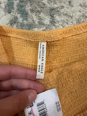 American Eagle Strapless Smocked Jumpsuit Faded Orange M NWT thumbnail 5