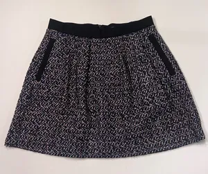 French Connection Multi-Color Tweed w/ Black Contrast A-Line Mini‎ Skirt Size 6 thumbnail 1