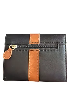 Liz Claiborne Black Nylon Brown Tri Fold Wallet Zipper Card Slots NWOT thumbnail 3