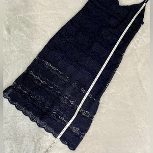 Betsey Johnson Navy Blue Lace Midi Dress - Sheer Scalloped Hem Size 6 thumbnail 10