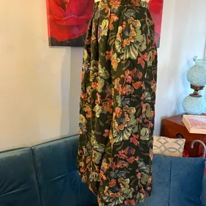Vintage 90s USA ORVIS Women's Floral Pleated Skirt Autumn Shades Size 10/12 thumbnail 3