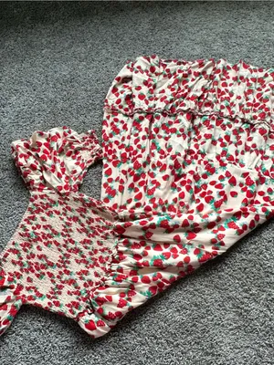 Betsey Johnson Cream Maxi Dress with Red Strawberry Print thumbnail 4