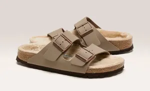 Birkenstock Arizona Shearling Desert Dust Gray Taupe Sandals thumbnail 1