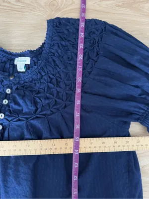 Sundance Large Peplum Short Sleeve Tee Navy Blue Relaxed Cottage Prairie thumbnail 5