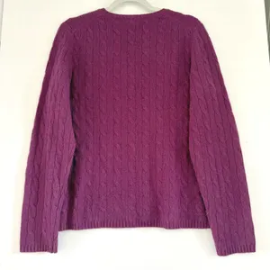 Lord & Taylor Cashmere Sweater Womens Large Purple Cable Knit Crew Neck Pullover thumbnail 2