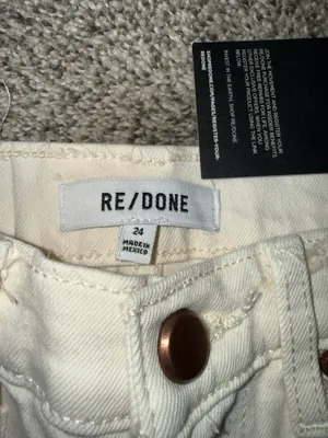 RE/DONE 70s Stove Pipe High Rise White Jeans Size 24 thumbnail 4