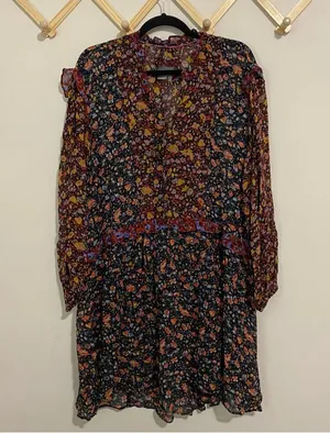 Anthropologie Sheer Floral Flowy Dress size Medium thumbnail 3