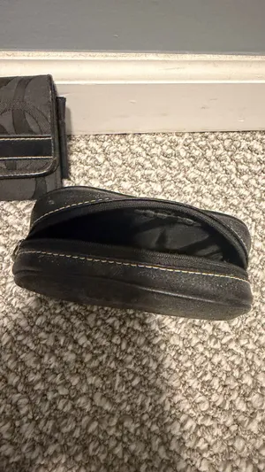 Coach style Black Signature Canvas Wristlet and Oval Pouch Set thumbnail 3