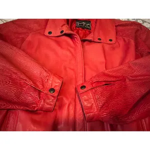 Vintage 80s Gino di Giorgio Embossed Red Leather Jacket M thumbnail 6
