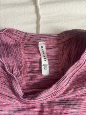 Pink Striped Athleta Athletic Short Sleeve thumbnail 3