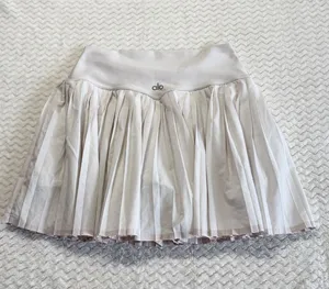 Alo Yoga Pleated Tennis Skirt with Built-in Shorts Light Gray W0366R Size M thumbnail 1