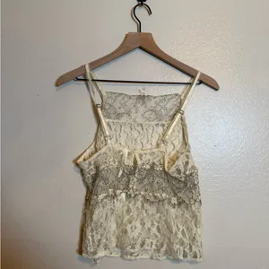 Anthropologie Sheer Mixed Lace Cami In‎ Ivory thumbnail 4