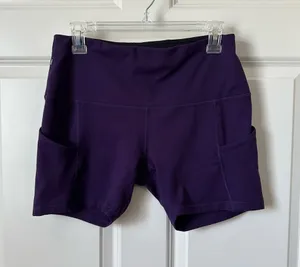 ODODOS Power Flex Yoga Shorts Tummy Control Workout Running Shorts Deep Purple L thumbnail 1