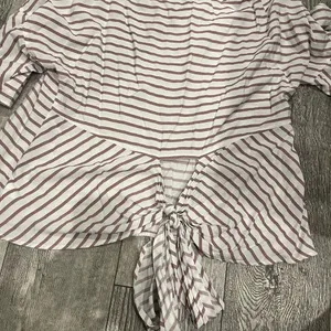 Express XL Womens Striped Blouse Ties in Back Round Neck‎ 3/4 Sleeves thumbnail 1