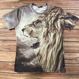 Mix Couture Brown Lion Face T Shirt All Over Print Women’s Medium Hunting thumbnail 1