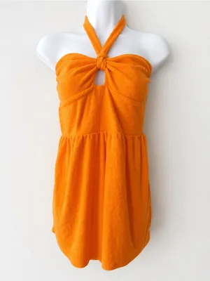 Wild Fable Orange Halter Romper XL Terry Cloth Keyhole Summer Beach Boho thumbnail 2