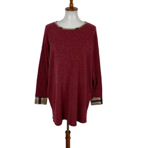 Eloges Red Knit Tunic Top Large Long Sleeve Sweater Boho Fall Casual thumbnail 2