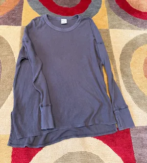 Offline by Aerie Grey Oversized Waffle Knit Long Sleeve Top Thumbholes Large thumbnail 1