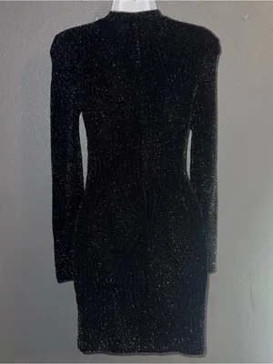 Women's Windsor Little Black Long Sleeve Sparkly Mini Sexy Dress size XS - Small thumbnail 6