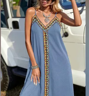 NWT SHEIN LUNE Let It Slide Blue Maxi Dress Sz L thumbnail 7