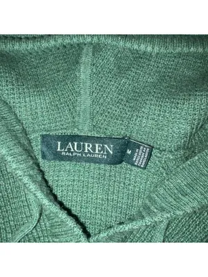Lauren Ralph Lauren Green Knit Hooded Sweater Woman’s Size Medium Outdoor RL thumbnail 3