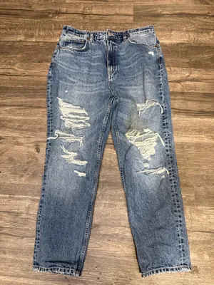 ZARA Women’s Distressed Ripped Straight Leg Jeans Size 12 thumbnail 3