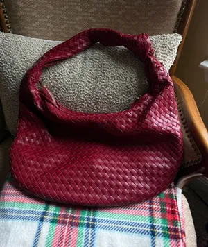 Anthropologie Red Woven Purse thumbnail 1