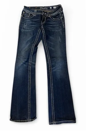 Miss Me Bootcut Jeans | Size 27 | 34” Inseam | Dark Wash | Jeweled Pockets thumbnail 1