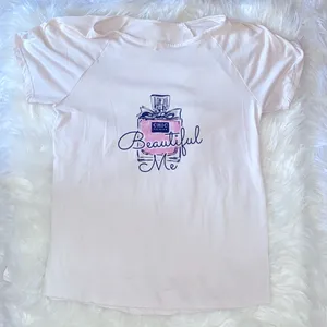 Charlotte Russe Pink and White Beautiful Me Makeup Print Pajama Set thumbnail 3