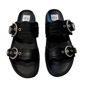 DV Dolce Vita Serpent Double Band Footbed Sandals in Black Smooth, Size 9.5 thumbnail 3