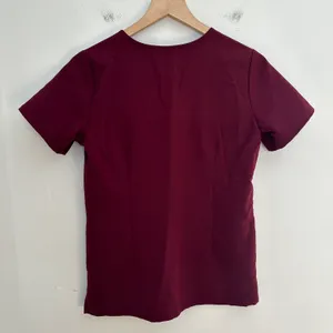 - Catarina One-Pocket Scrub Top Burgundy Doctor Nurse Uniform thumbnail 5